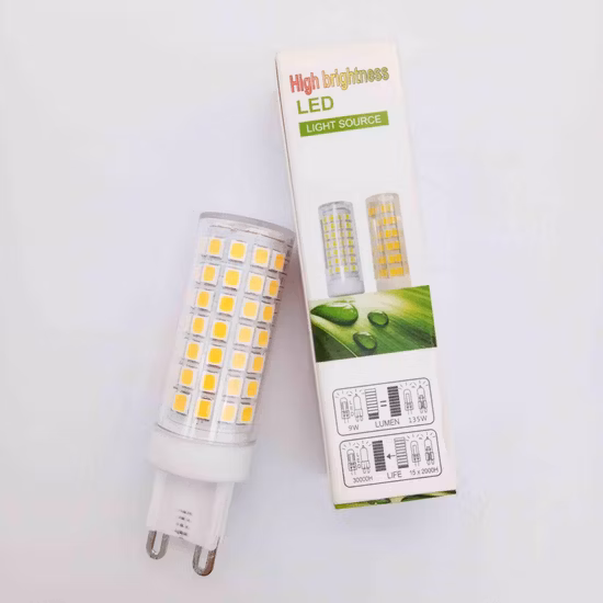 New High Quality PC+Ceramics Dimmable 9W AC 120V or 230V No Flicker G9 LED Small Bulb